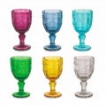Taças de Vinho Coloridas em Vidro com Decoração Arabescato, Serviço 12 Peças - Parafuso