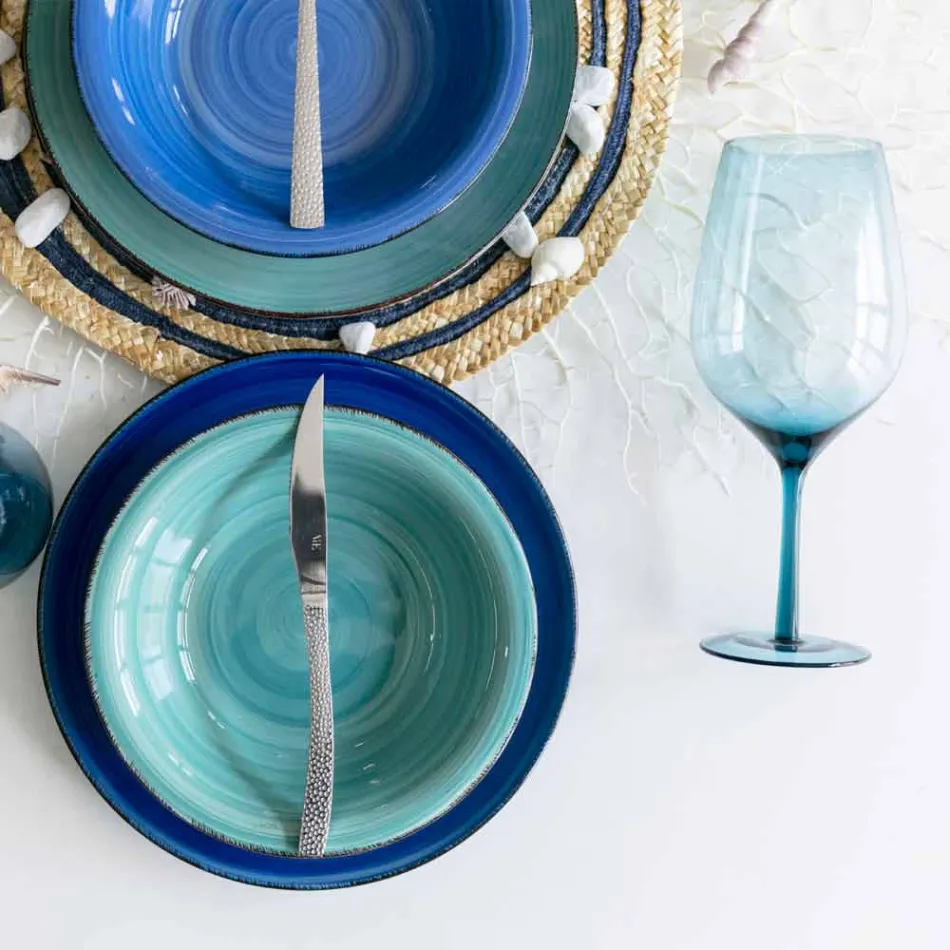 Taças de vinho coloridas em vidro fosco com efeito de gelo, 12 peças - outono Viadurini