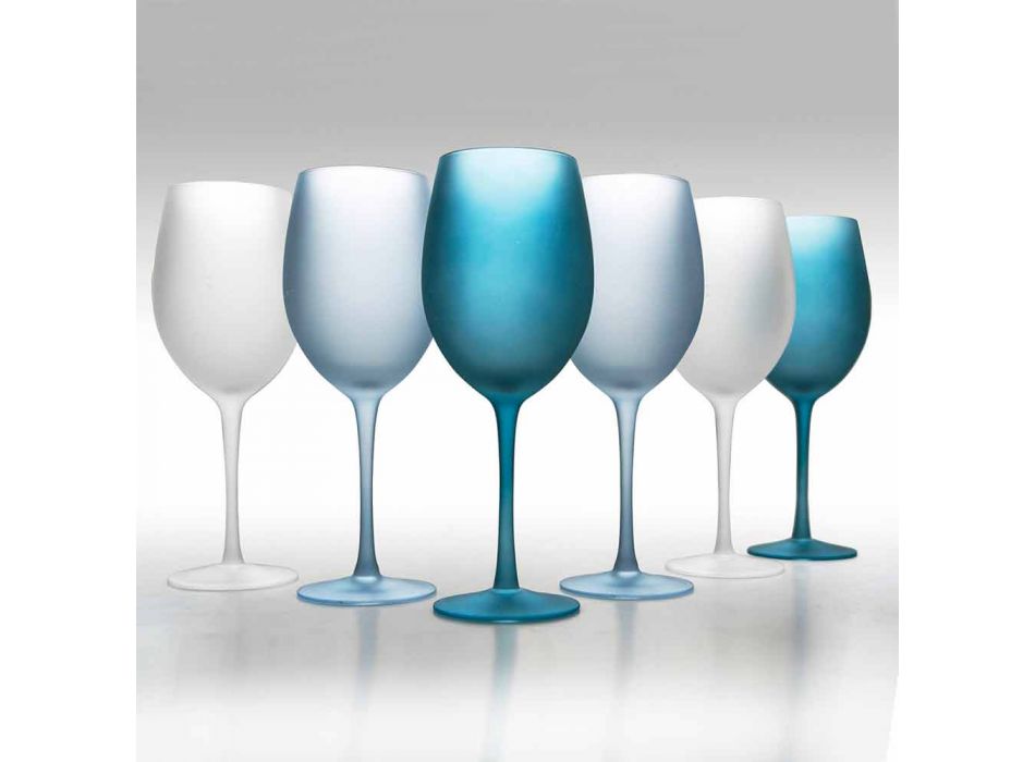Taças de vinho coloridas em vidro fosco com efeito de gelo, 12 peças - outono Viadurini