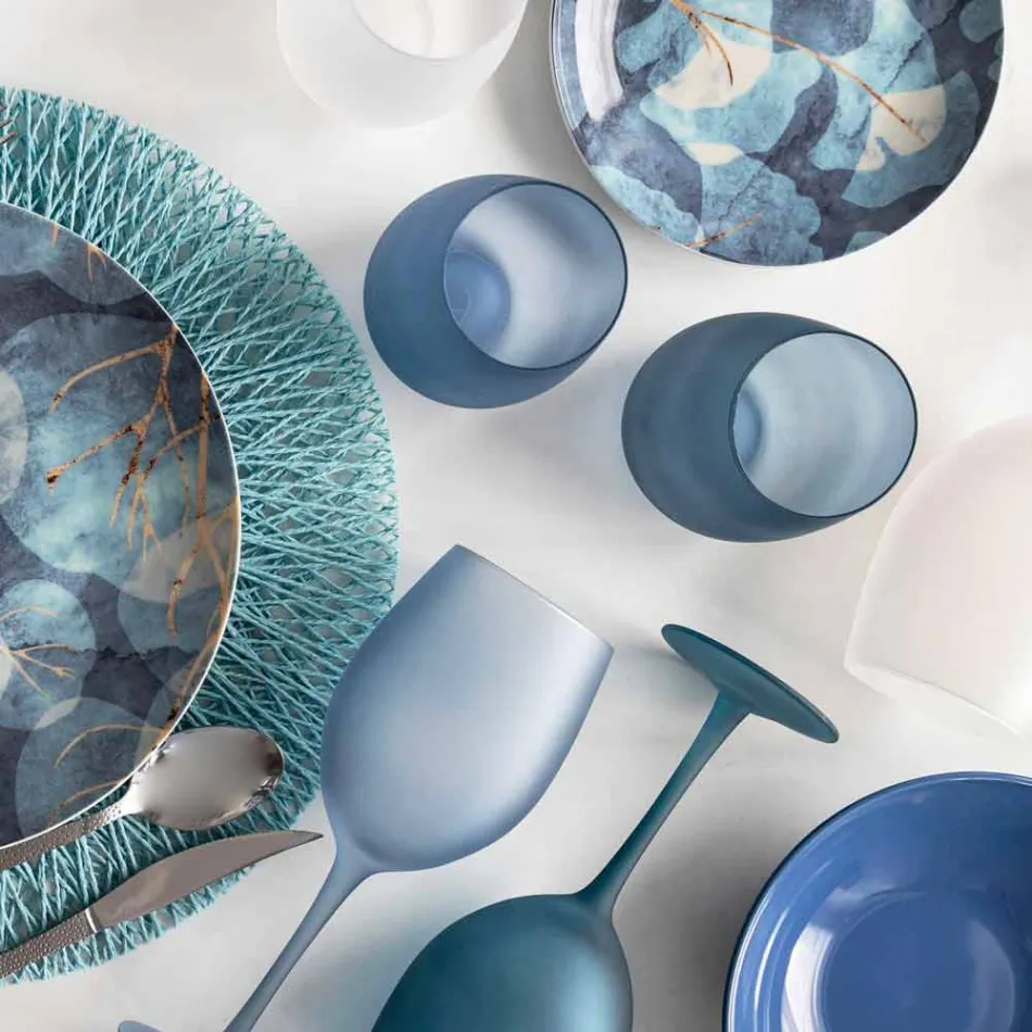 Taças de vinho coloridas em vidro fosco com efeito de gelo, 12 peças - outono Viadurini