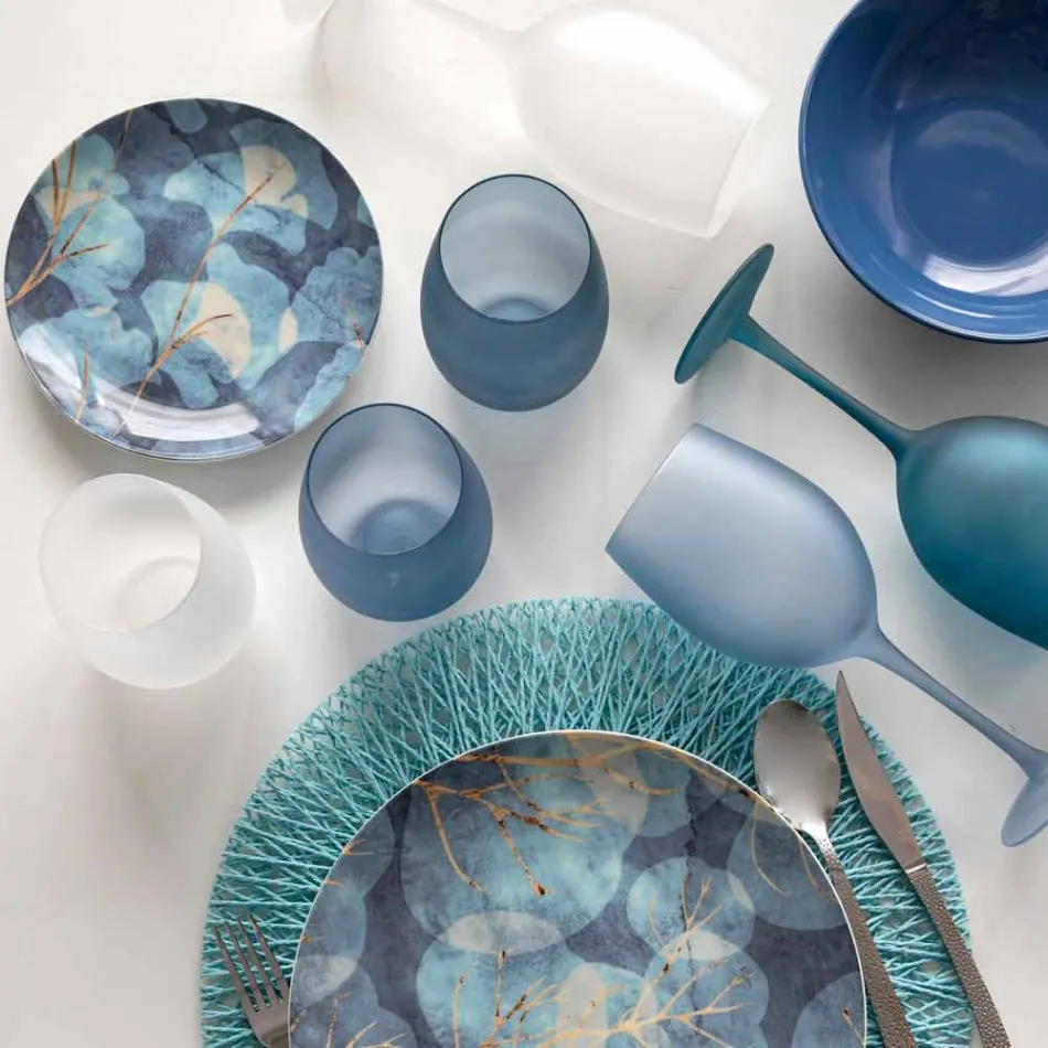 Taças de vinho coloridas em vidro fosco com efeito de gelo, 12 peças - outono Viadurini