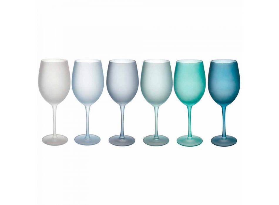 Taças de vinho coloridas em vidro fosco com efeito de gelo, 12 peças - outono Viadurini