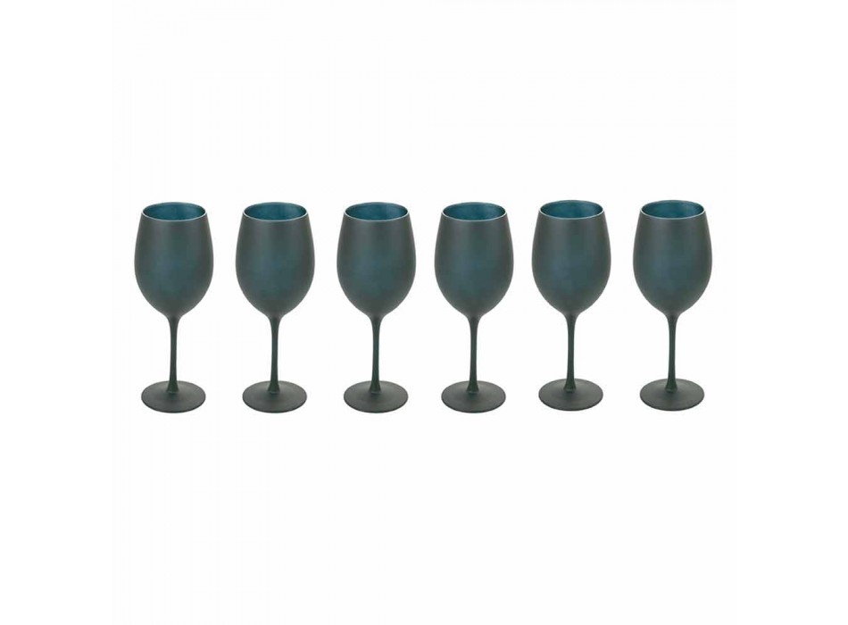 Taças de vinho tinto ou branco em vidro preto Full Service 12 peças - Oronero Viadurini