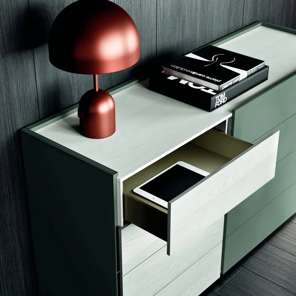 Quarto Completo com 4 Elementos de Design Moderno Fabricado na Itália - Maiorca Viadurini