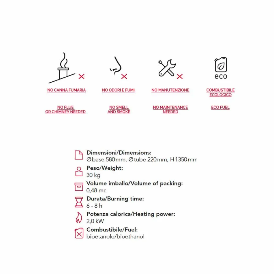 Lareira de bioetanol Outdoor Dean pintado piso de aço Viadurini