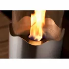 Lareira a bioetanol com mesa de aço inox e vidro Leon, fabricada na Itália Viadurini