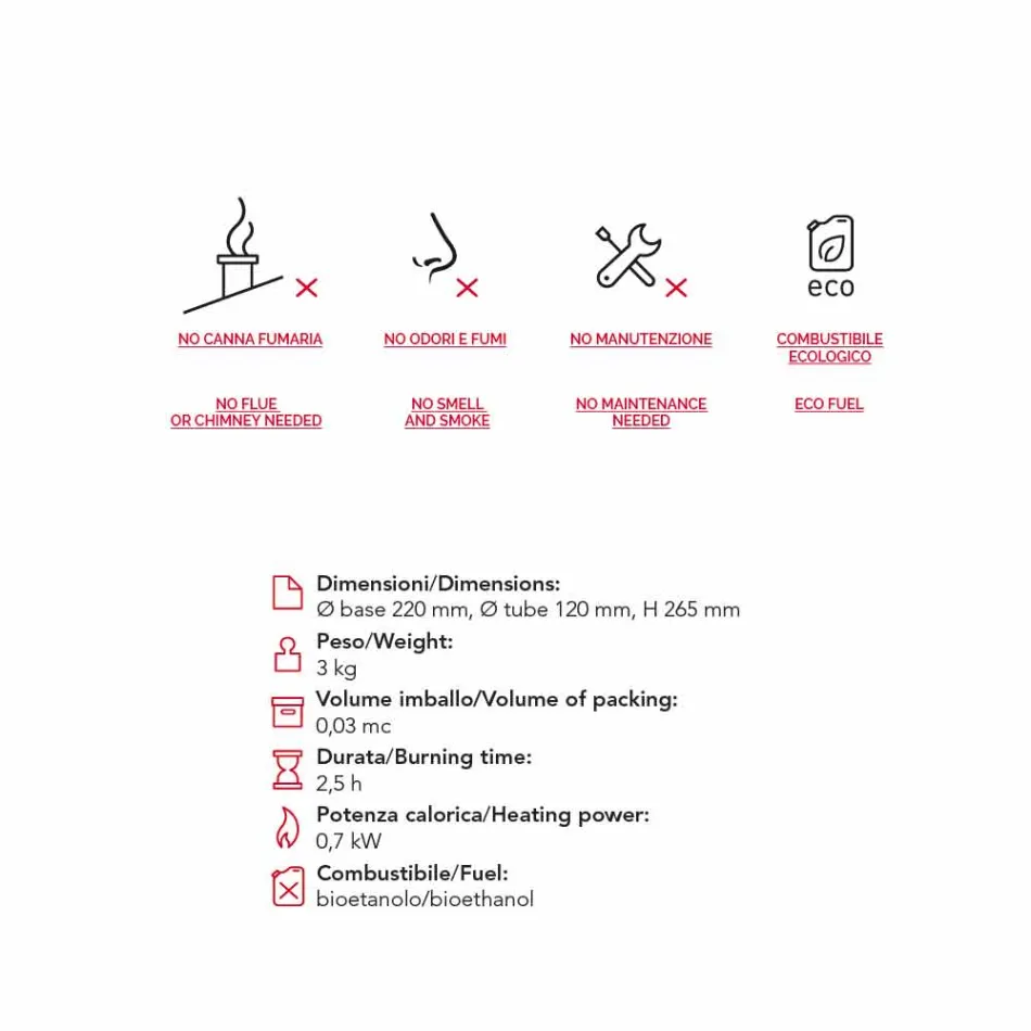 Lareira com bioetanol de mesa de cerâmica e vidro Jim, made in Italy Viadurini