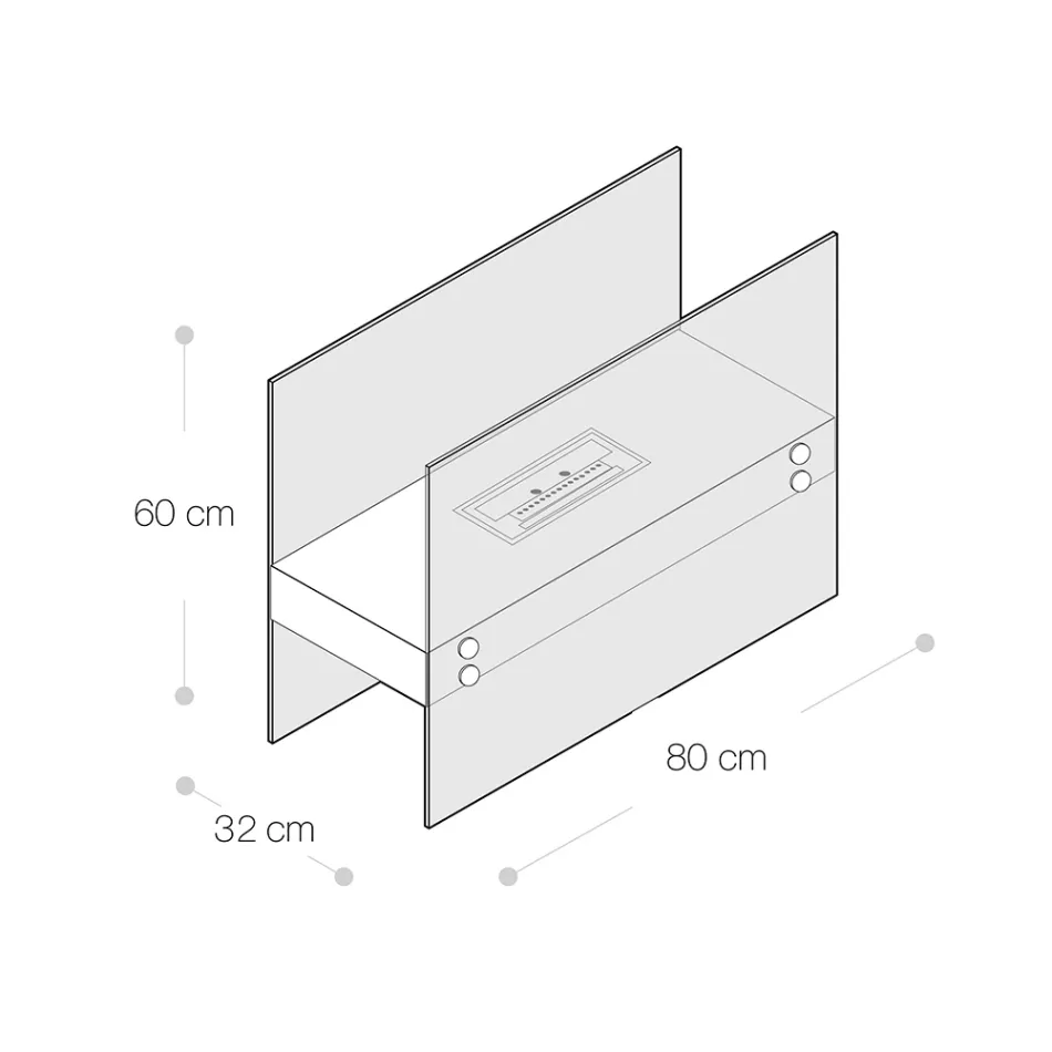 Lareira de Piso Bioetanol em Metal Branco e Vidro Temperado - Timon Viadurini