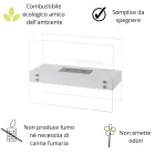 Lareira de Piso Bioetanol em Metal Branco e Vidro Temperado - Timon Viadurini