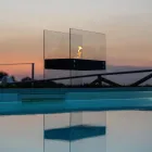 Lareira de Piso Bioetanol em Metal Preto e Vidro Temperado - Violante Viadurini