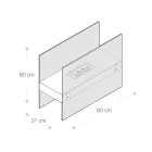 Lareira de Piso Bioetanol em Metal Preto e Vidro Temperado - Violante Viadurini