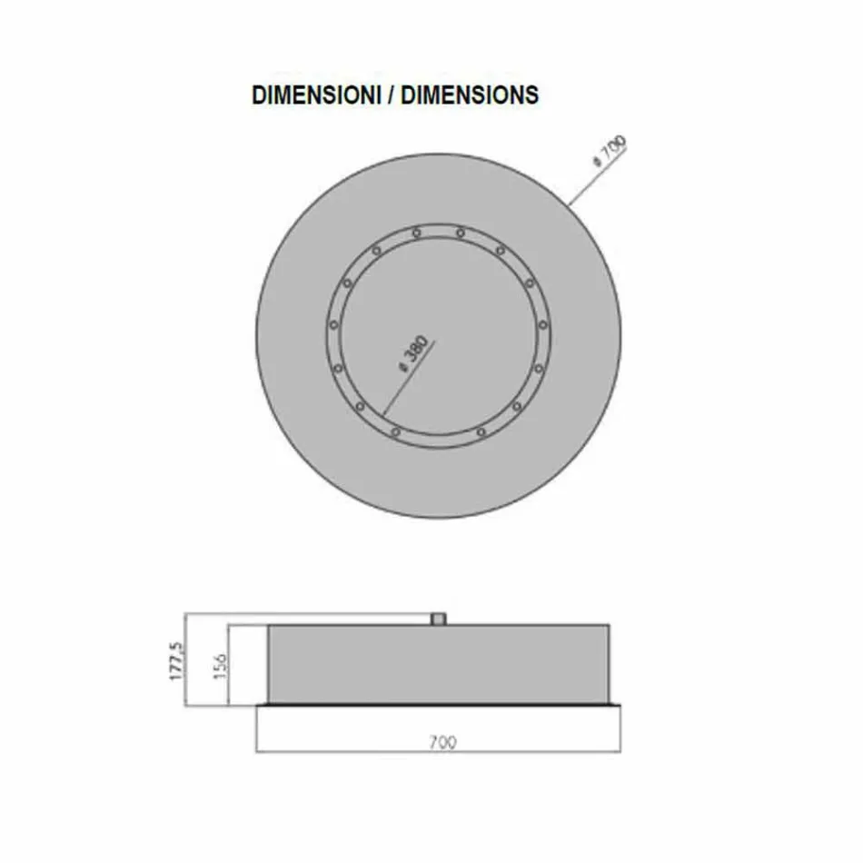 Lareira redonda de bioetanol de parede design em aço pintado - Trenton Viadurini