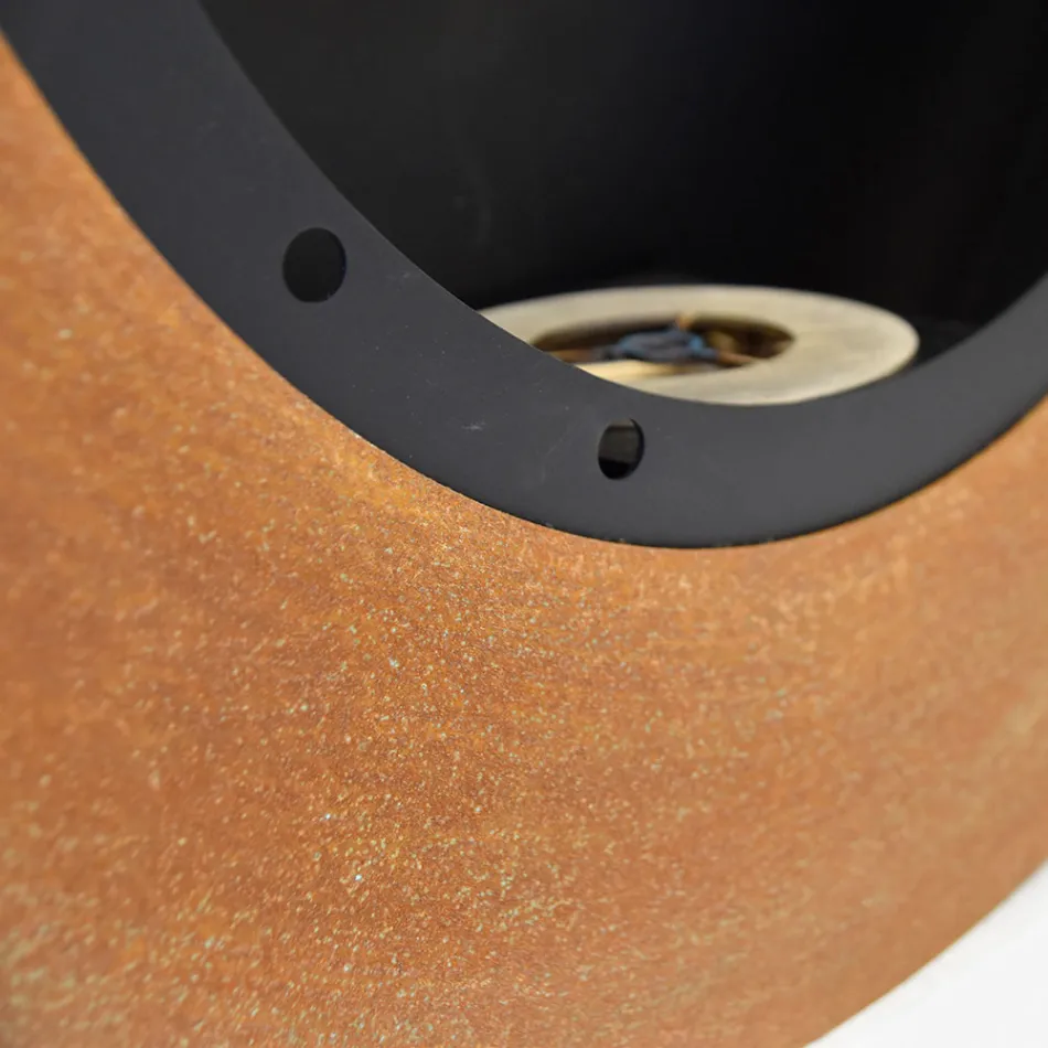 Lareira a bioetanol de parede em aço pintado de design oval - Guiscard Viadurini