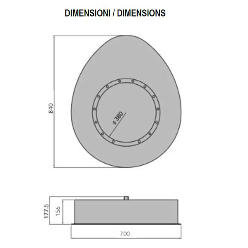 Lareira a bioetanol de parede em aço pintado de design oval - Guiscard Viadurini