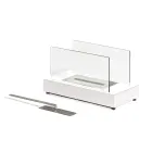 Lareira de mesa a bioetanol em vidro temperado e metal - prata Viadurini