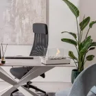 Lareira de mesa a bioetanol em vidro temperado e metal - prata Viadurini