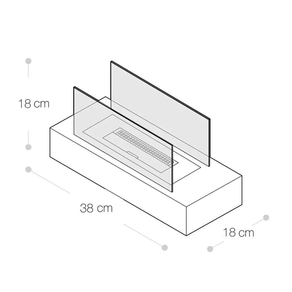 Lareira de mesa a bioetanol em vidro temperado e metal - prata Viadurini