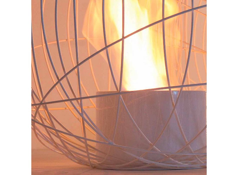 Lareira Mesa de bioetanol / aço moído em forma de uma esfera Henry Viadurini