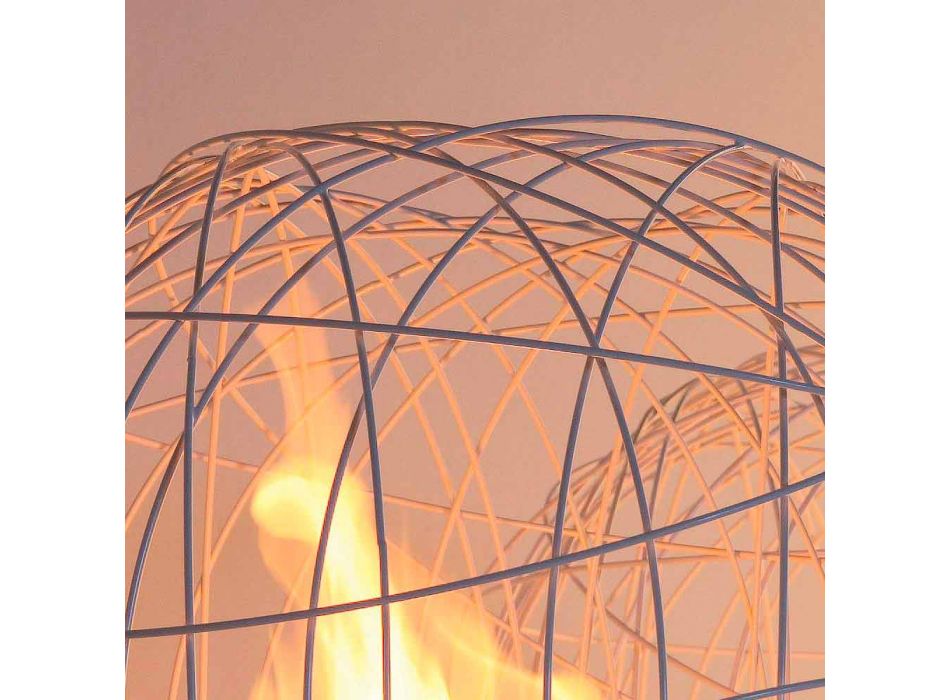 Lareira Mesa de bioetanol / aço moído em forma de uma esfera Henry Viadurini