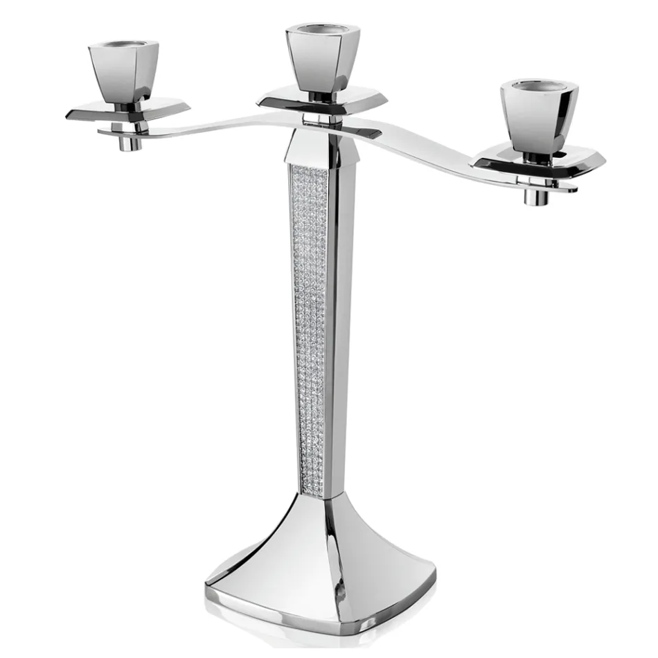 Candelabro de luxo com 3 filas em metal prateado com brilho - Sbrillo Viadurini