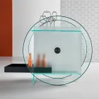 Carrinho-bar em vidro extra claro com rodas e bandeja extraível - Pigolo Viadurini