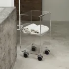 Coluna Carrinho em Cristal Acrílico Transparente 1 ou 3 Prateleiras - Minervo Viadurini