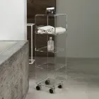 Coluna Carrinho em Cristal Acrílico Transparente 1 ou 3 Prateleiras - Minervo Viadurini