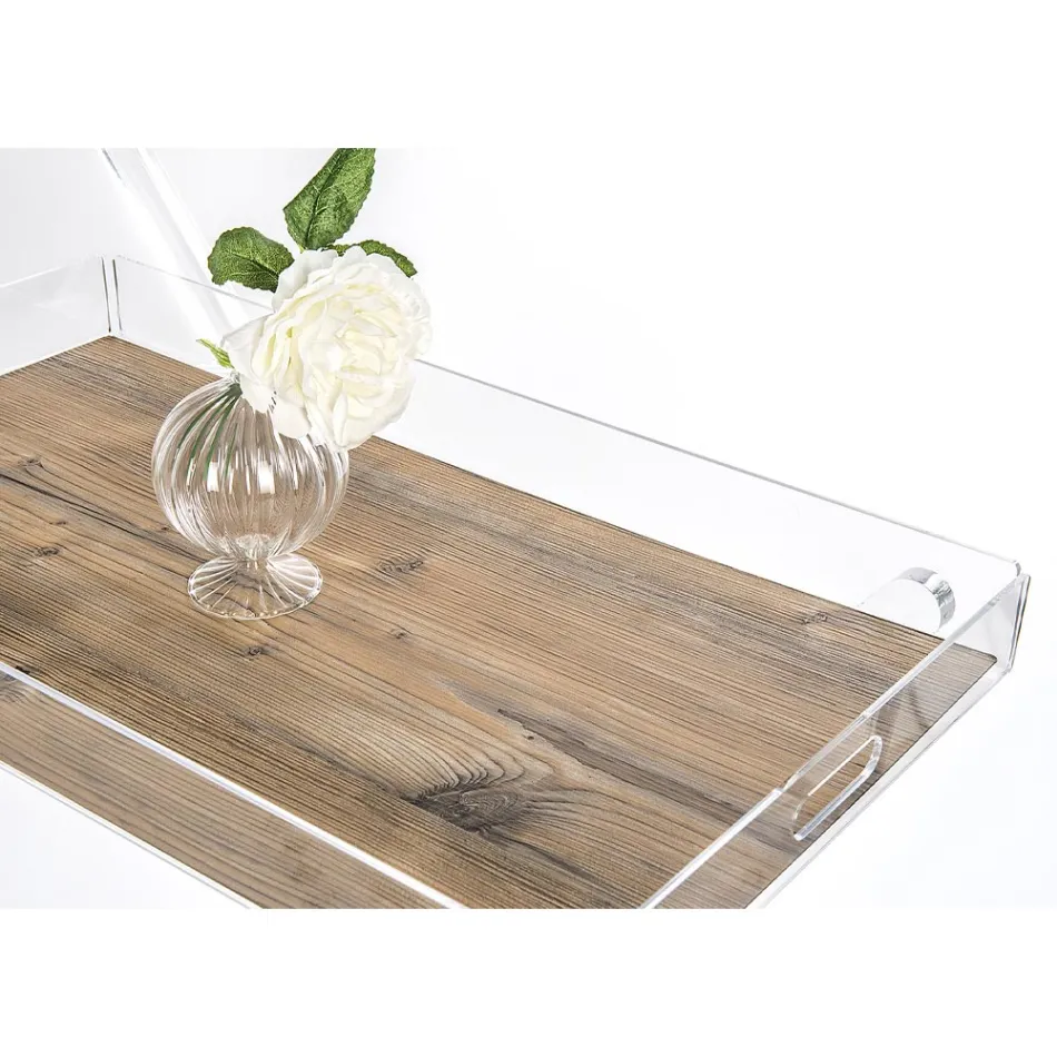 Carrinho de Cozinha 4 Rodas em Plexiglass Transparente ou Madeira - Magimbo Viadurini