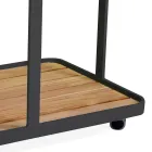 Carrinho de alumínio em diferentes acabamentos com rodas e tampo de teca - Tenda Viadurini