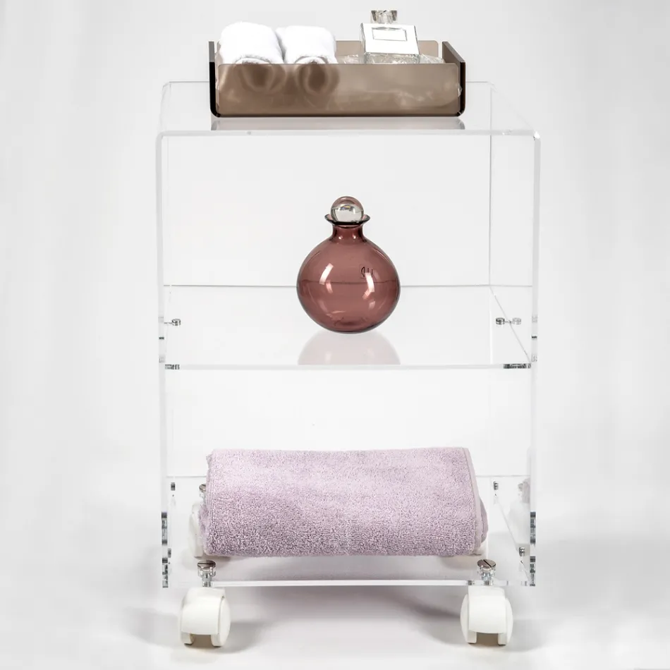 Carrinho de objetos com rodas de acrílico fabricado na Itália - Rudolf Viadurini