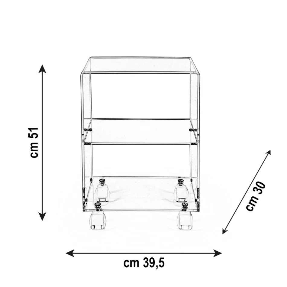 Carrinho de objetos com rodas de acrílico fabricado na Itália - Rudolf Viadurini