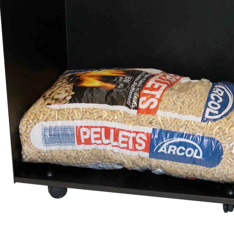 Carrinho porta saco de pellets metálico com rodas fabricado na Itália - Pinguino Viadurini