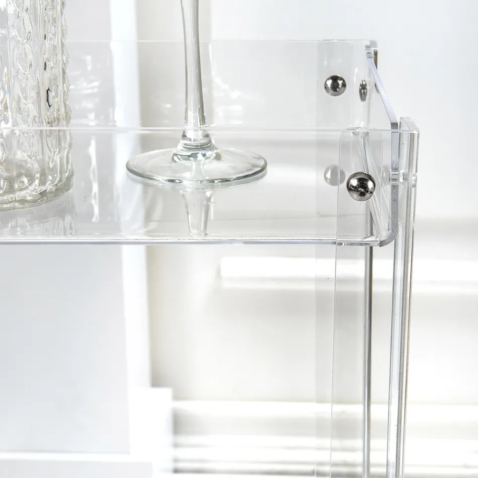 Carrinho de comida de plexiglás transparente feito na Itália - Galatius Viadurini