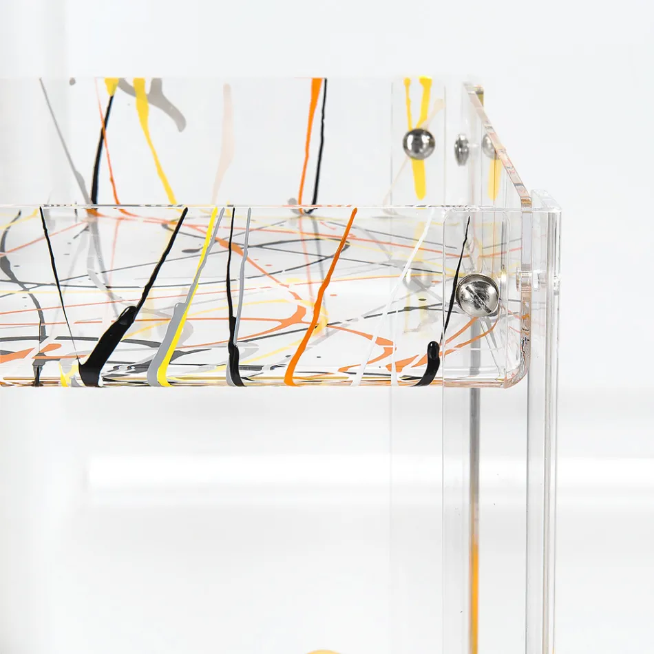 Carrinho de comida de plexiglás transparente feito na Itália - Galatius Viadurini