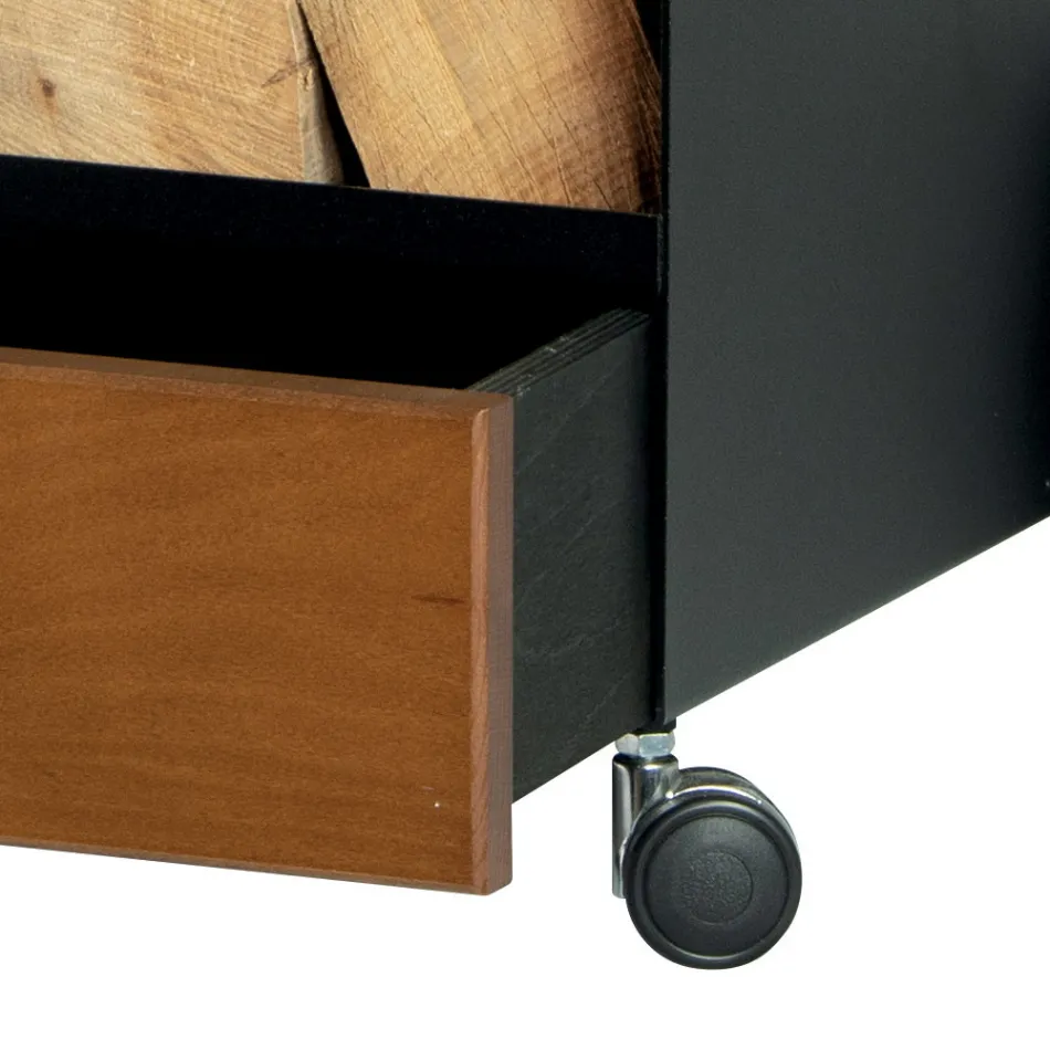 Carrinho de madeira com gaveta e rodas Fabricado na Itália - Alpaca Viadurini