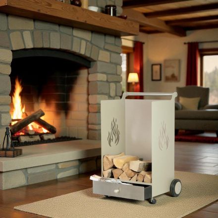 Carrinho de madeira com gaveta e rodas Fabricado na Itália - Alpaca Viadurini