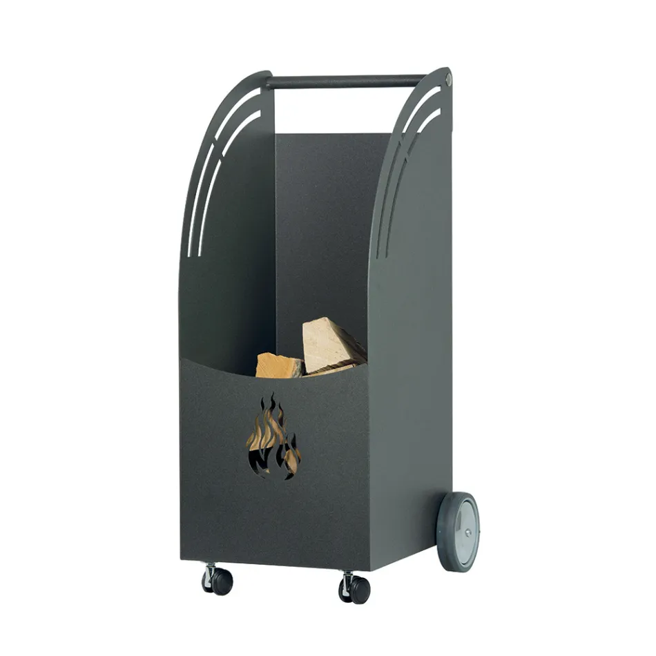 Carrinho de metal madeira com 4 rodas Fabricado na Itália - Joaninha Viadurini