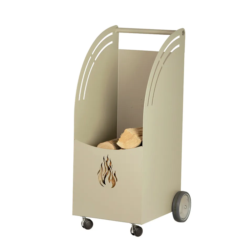 Carrinho de metal madeira com 4 rodas Fabricado na Itália - Joaninha Viadurini