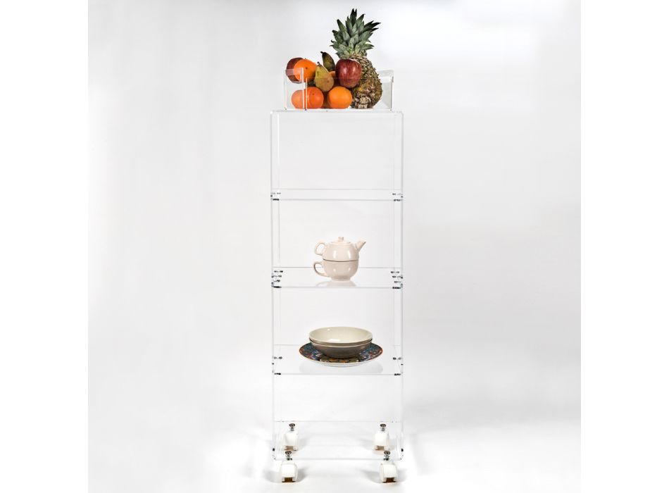 Carrinho de armazenamento de cozinha em plexiglass fabricado na Itália - Ercolano Viadurini