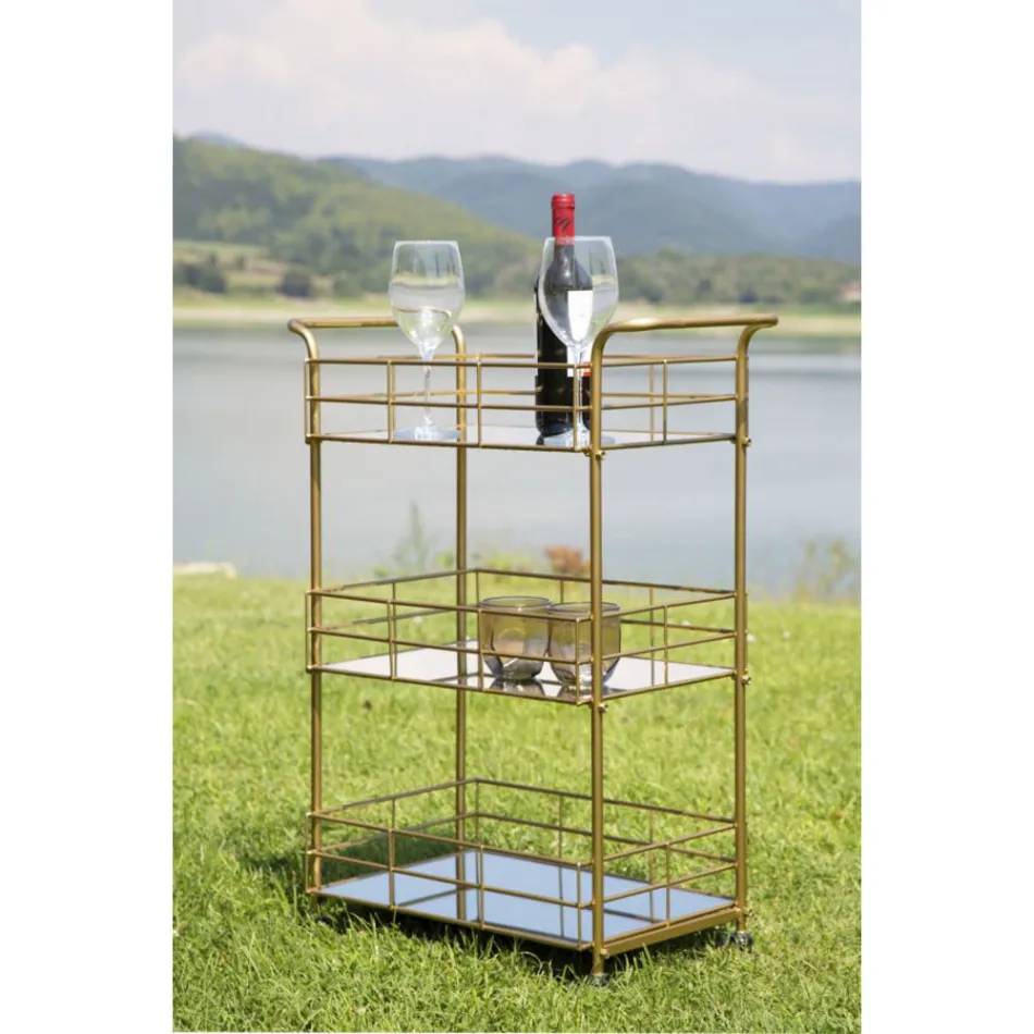 Carrinho de Alimentos com Estrutura em Ferro e Acabamento Dourado - Viviana Viadurini