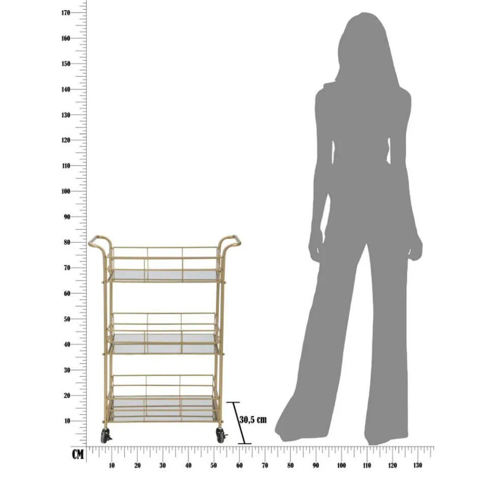 Carrinho de Alimentos com Estrutura em Ferro e Acabamento Dourado - Viviana Viadurini