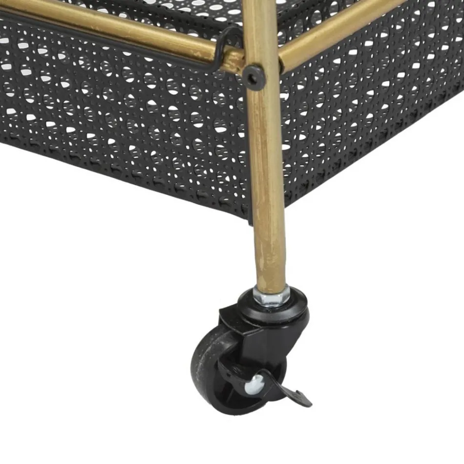 Carrinho de Comida de Ferro com Estrutura em Acabamento Dourado - Elegante Viadurini