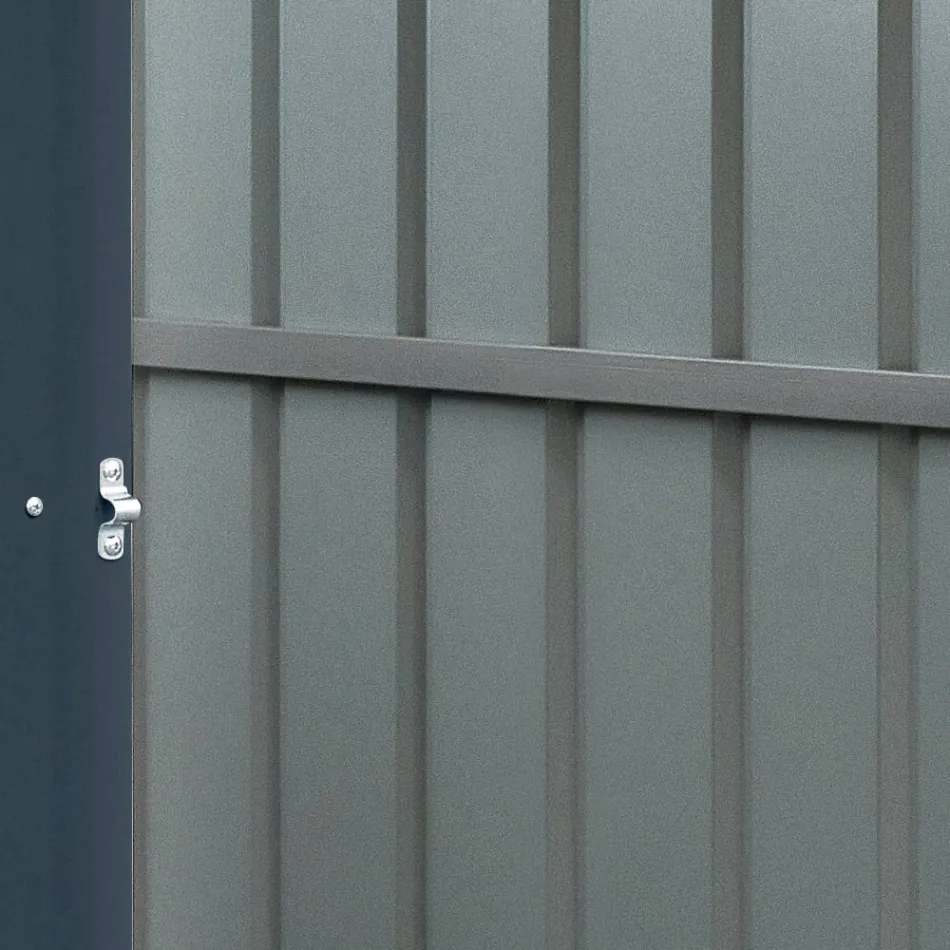 Galpão de jardim anexo em chapa de metal antracite com porta articulada - Cucciolo Viadurini