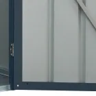 Galpão de jardim anexo em chapa de metal antracite com porta articulada - Cucciolo Viadurini