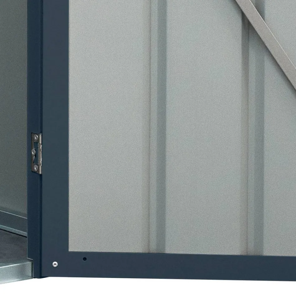 Galpão de jardim anexo em chapa de metal antracite com porta articulada - Cucciolo Viadurini