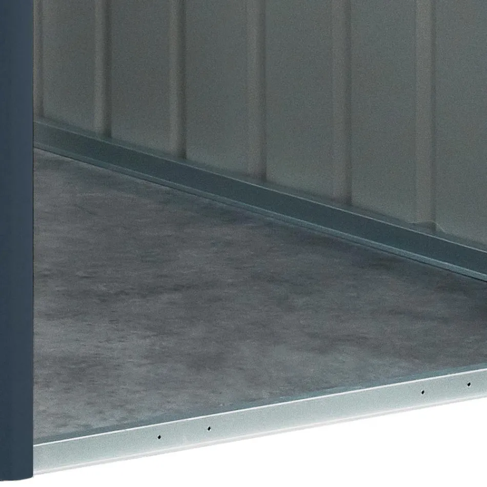 Galpão de jardim anexo em chapa de metal antracite com porta articulada - Cucciolo Viadurini