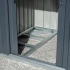 Galpão de jardim anexo em chapa de metal antracite com porta articulada - Cucciolo Viadurini