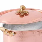 Caçarola oval de cobre estanhado à mão oval com tampa 31x22 cm - Mariag Viadurini