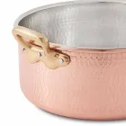 Panela Média em Cobre Estanhado Mão Redonda com 2 Alças de 28 cm - Gianfranco Viadurini