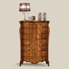 Cômoda de 7 gavetas em madeira de nogueira incrustada feita na Itália - Commodus Viadurini